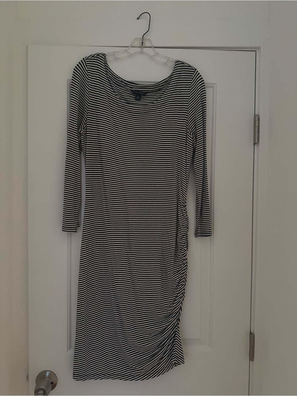 Banana Republic Navy & White Striped Long Sleeve Dress